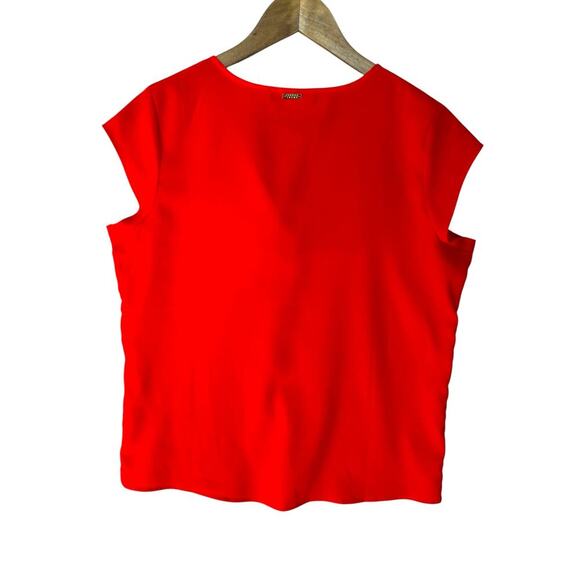 Ivanka Trump Red Cap Sleeve V-Neck Blouse Top Women’s M Split Neck Office Casual - Picture 2 of 8